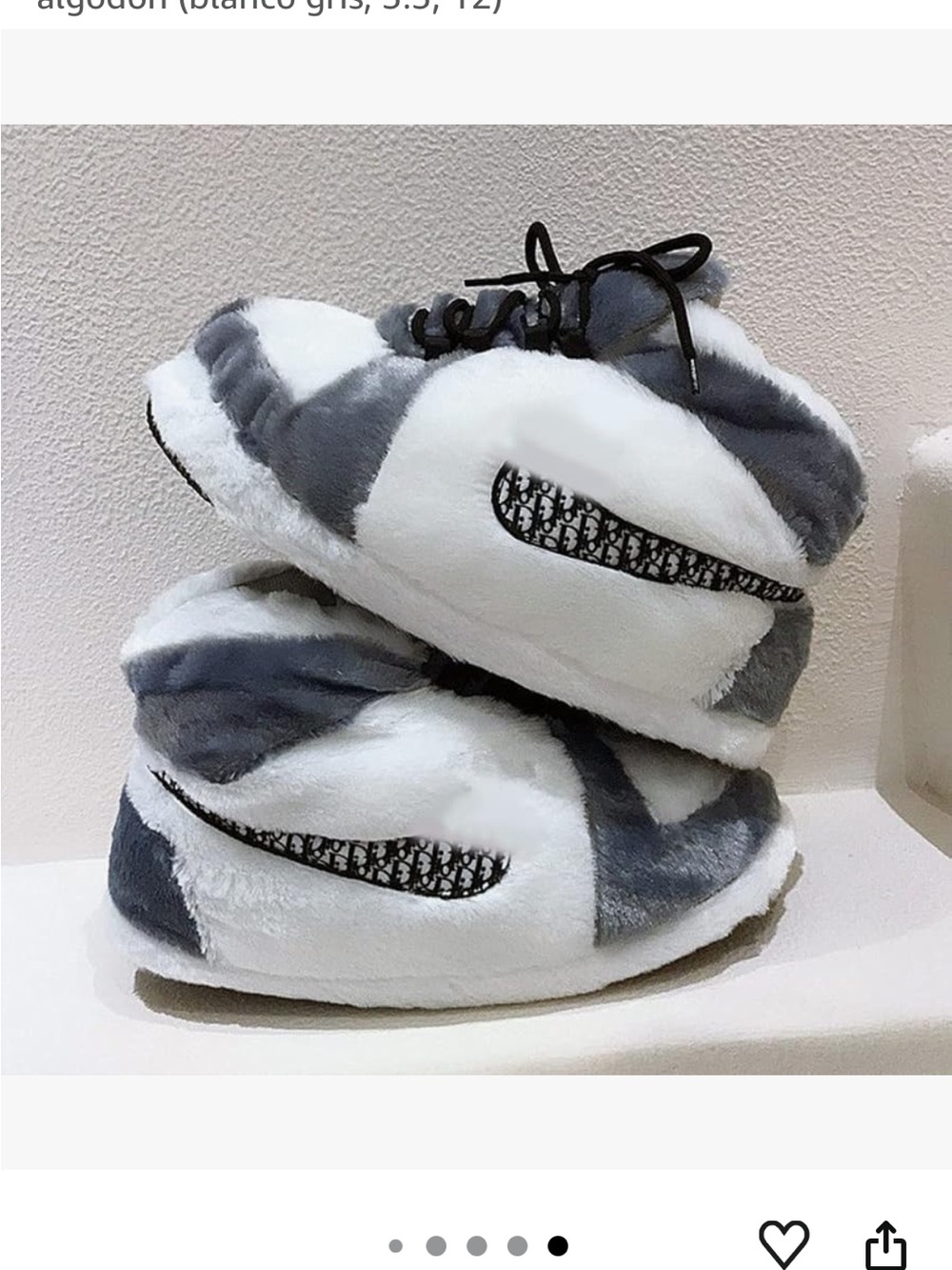 Slipped Gray & White Plush Sneakers